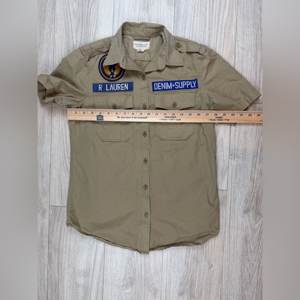 Ralph Lauren Shirt Mens Beige Denim & Supply Utility Military Cargo Khaki Sz XS - Picture 6 of 7